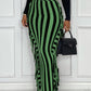 High Waist Striped Print Tassel Design Maxi Skirt