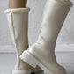 Zipper Design Fuzzy Detail Winter Calf Boots