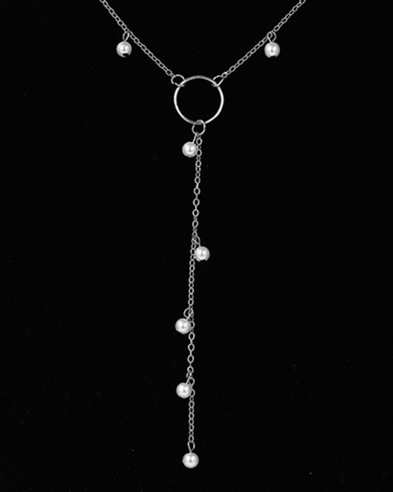 1pc Beaded O Ring Tassel Design Necklace