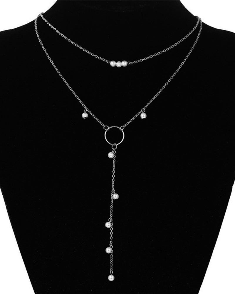 1pc Beaded O Ring Tassel Design Necklace