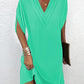 Half Sleeve V Neck Ruched Casual Dress