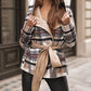 Plaid Print Button Front Belted Hooded Coat