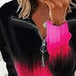 Ombre Print Zip Detail Long Sleeve Top