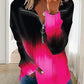 Ombre Print Zip Detail Long Sleeve Top