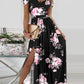 Floral Print Cold Shoulder High Slit Maxi Dress