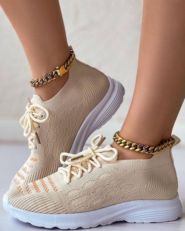 Hollow Out Lace up Slip On Breathable Sneakers
