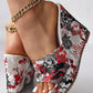Vintage Floral Print Peep Toe Wedge Slippers