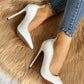 Pointed Toe Zip Detail PU Heels