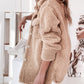 Pocket Design Buttoned Long Sleeve Teddy Coat