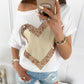 Heart Pattern Sequins Round Neck T shirt
