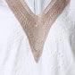 Contrast Lace Eyelet Embroidery Casual Dress