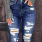 Zipper Fly Cutout Ripped Skinny Jeans