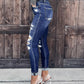 Zipper Fly Cutout Ripped Skinny Jeans
