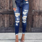 Zipper Fly Cutout Ripped Skinny Jeans