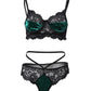 Contrast Velvet Lace Lingerie Set