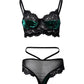 Contrast Velvet Lace Lingerie Set