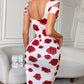 Colorblock Floral Print Cold Shoulder Bodycon Dress