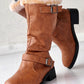 Buckled Lined Chunky Heel Vintage Ankle Boots