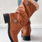 Buckled Lined Chunky Heel Vintage Ankle Boots