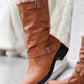 Buckled Lined Chunky Heel Vintage Ankle Boots