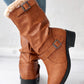 Buckled Lined Chunky Heel Vintage Ankle Boots