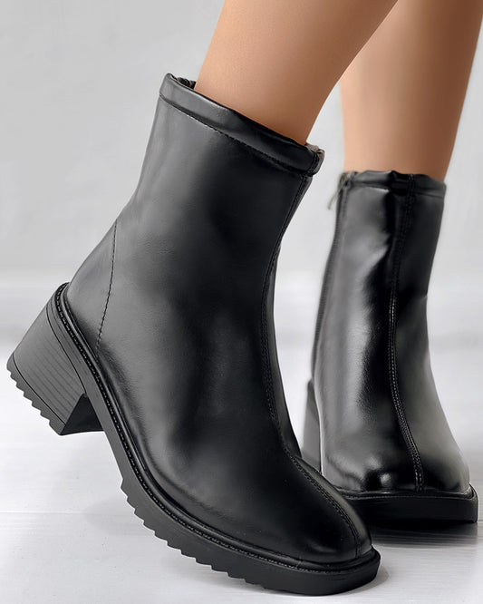 Zipper Design Lined Ankle Boots
