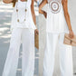 Hollow Out Tank Top & Wide Leg Pants Set