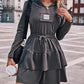 Heart Patchwork Hooded Drawstring Waist Layered Dress