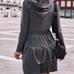 Heart Patchwork Hooded Drawstring Waist Layered Dress