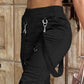 Pocket Design Cuffed Suspender Pants
