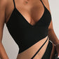 Contrast Mesh V Neck Spaghetti Strap Bodysuit