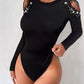Beaded Contrast Lace Cold Shoulder Bodysuit