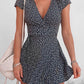 Ditsy Floral  Print Short Sleeve Wrap Dress