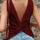 Twisted Backless V Neck Tank Top