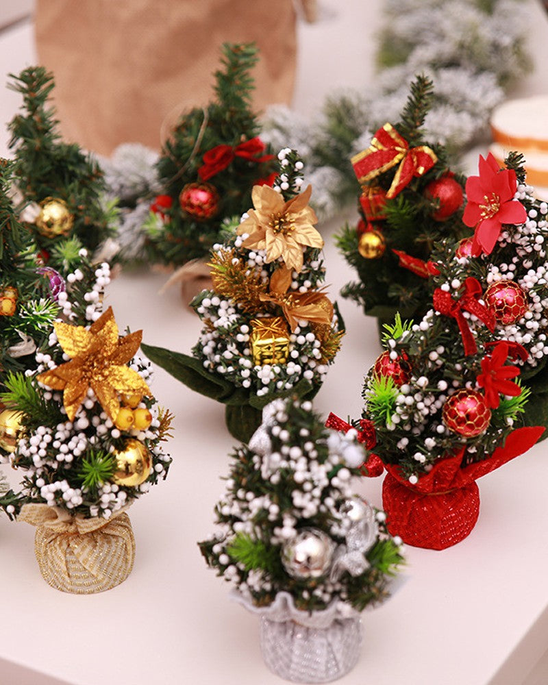 1pc Mini Christmas Tree Tabletop Christmas Tree With Christmas Ball Ornament Table Decoration
