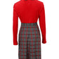Christmas Bowknot Decor Plaid Print Long Sleeve Dress