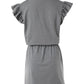 Flutter Sleeve Pocket Design Drawstring Casual Dress
