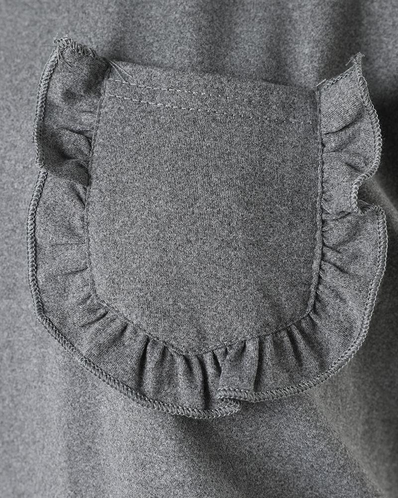 Flutter Sleeve Pocket Design Drawstring Casual Dress