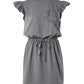 Flutter Sleeve Pocket Design Drawstring Casual Dress