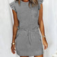 Flutter Sleeve Pocket Design Drawstring Casual Dress