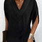 Half Sleeve V Neck Ruched Casual Dress