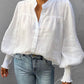 Lantern Sleeve Button Front Blouse