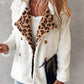 Contrast Leopard Double Breasted Teddy Coat