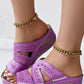 Hollow Floral Embroidery Cross Stitching Wedge Sandals