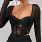 Contrast Lace Hanky Hem Fishbone Corset Top