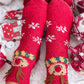 1Pair Christmas Snowflake Elk Snowman Pattern Fuzzy Thermal Socks