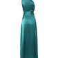 One Shoulder High Slit Satin Ruched Evening Dress