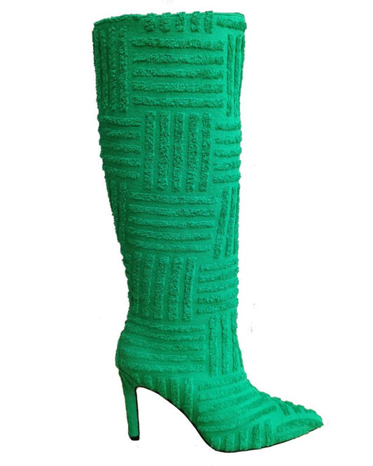Fuzzy Over The Knee Stiletto Heel Boots