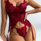 Bowknot Decor Spaghetti Strap Lace Lingerie Set