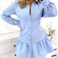 Long Sleeve Buttoned Ruffle Hem Shirt Dress